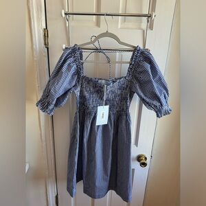 Hill House Home Nantucket store Special Athena Dress Navy Gingham Medium NWT